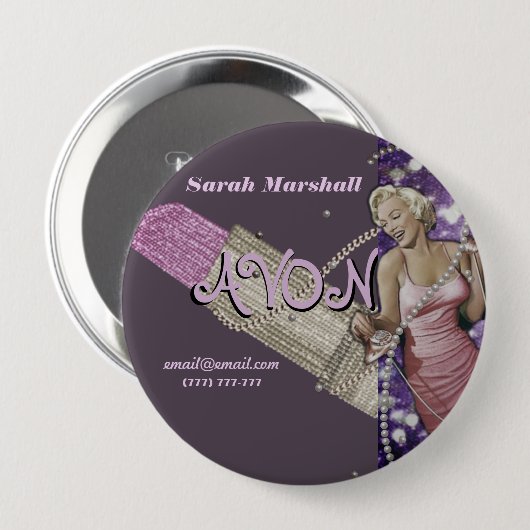 Retro Avon Representative Business Card Button (Vorne & Hinten)