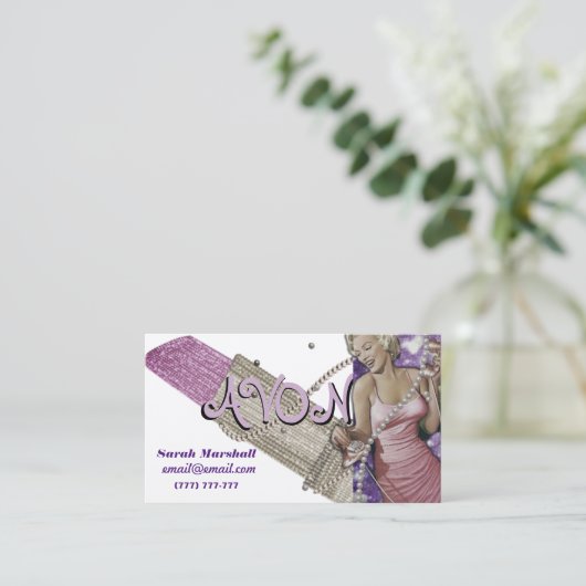 Retro Avon Representative Business Card Visitenkarte (Stehend Vorderseite)
