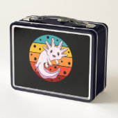 Retro Axolotl Kawaii Animal Axolotls Lover Pet Own Metall Brotdose (Rückseite)