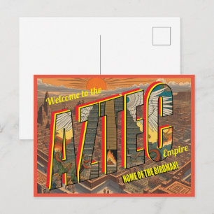 Retro Aztec Empire Birdman Postkarte