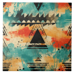 Retro Aztec Muster geometrisch abstrakt orange Fliese