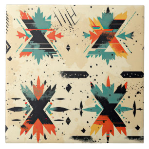 Retro Azteken-Muster geometrisch abstrakt orange Fliese