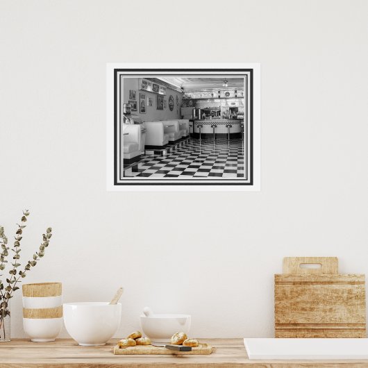 Retro B&W Diner Poster 20 x 24 (Küche)