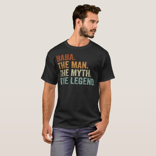 Retro Baba The Man Myth Legend Daddy Grandpa T-Shirt (Vorne ganz)
