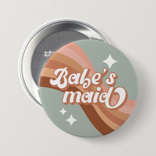 Retro Babesmaid Bridesmaid Button (Vorne & Hinten)