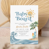 Retro Baby an Bord Surfboard Beach Babydusche Einladung