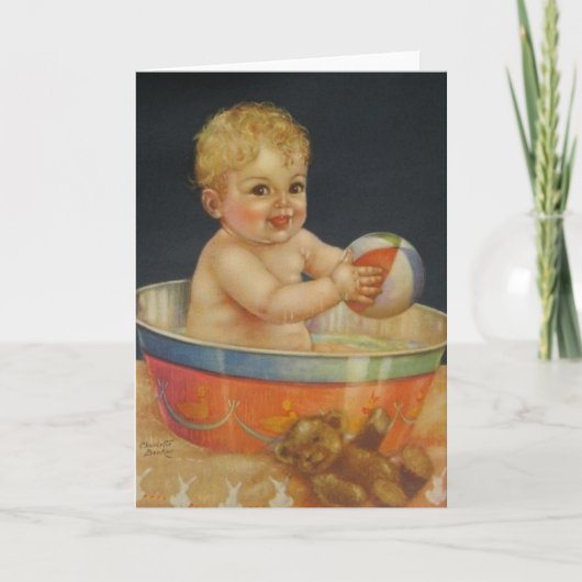 Retro Baby Bath Grußkarte Karte (Vorderseite)
