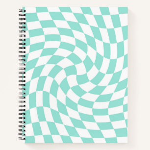 Retro Baby Blue Pastel Warped Karos geprüft Notizblock