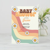 Retro Baby Dusche Einladung (Stehend Vorderseite)