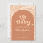 Retro Baby Dusche Einladung | Boho Baby Shower (Vorderseite)