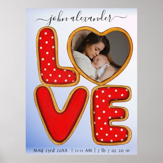 Retro Baby Foto Geburtsankündigung Keepake Post Poster (Vorne)