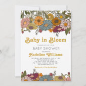 Retro Baby in Bloom Daisy Baby Dusche Einladung (Vorderseite)