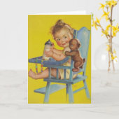 Retro Baby in der Hochstuhl-Gruß-Karte Karte (Gelbe Blume)
