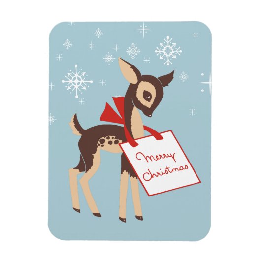 Retro Baby Reindeer | Chrismas Flexible Magnet (Vertikal)