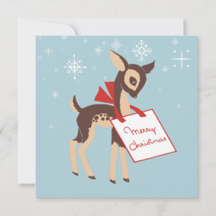 Retro Baby Reindeer   Custom Flat Christmas Card Feiertagskarte