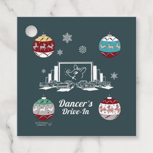 Retro Baby Reindeer Geschenkanhänger (Vorderseite)