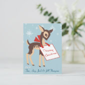 Retro Baby Reindeer | Weihnachtspostkarte Feiertagspostkarte (Stehend Vorderseite)