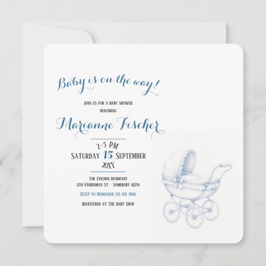 Retro-Baby-Shower-Einladung (Vorderseite)