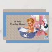 Retro Babydusche der 40er Jahre Einladung (Vorne/Hinten)