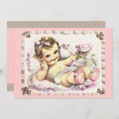 Retro Babydusche der 50er Jahre Einladung (Vorne/Hinten)