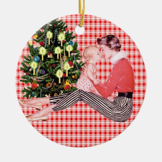 Retro Babys 1. Weihnachtsverzierung Keramikornament (Vorne)