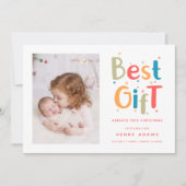 Retro-Babys erste Weihnachts-Geburtsanzeige Feiertagskarte (Vorderseite)