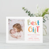 Retro-Babys erste Weihnachts-Geburtsanzeige Feiertagskarte (Stehend Vorderseite)