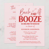 Retro Bach und Alkohol Junggesellinnenabschied Rot Einladung (Vorne/Hinten)