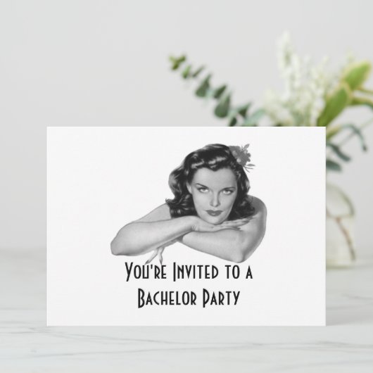 Retro Bachelor Party Einladung (Stehend Vorderseite)