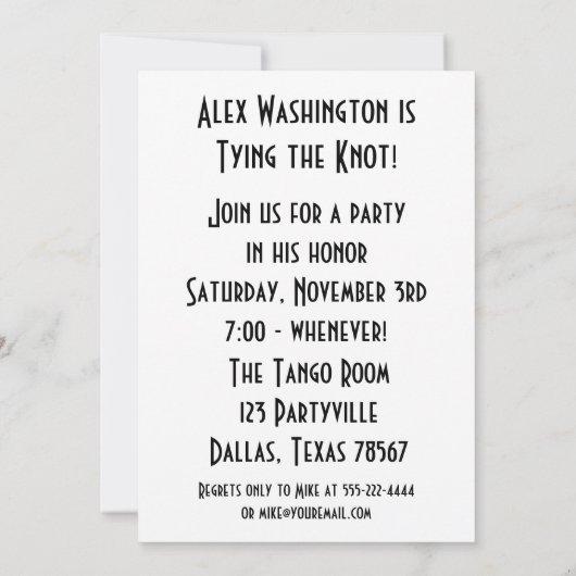 Retro Bachelor Party Einladung (Rückseite)