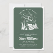 Retro Bachelor Party Weekend im Wald | Green Einladung (Vorderseite)