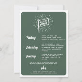 Retro Bachelor Party Weekend im Wald | Green Einladung (Rückseite)