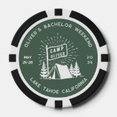 Retro Bachelor Party Weekend im Wald | Green Pokerchips (Vorderseite)