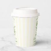 Retro Bachelorette Cocktail Grün & Gelb Streifen Pappbecher (Links)