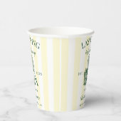 Retro Bachelorette Cocktail Grün & Gelb Streifen Pappbecher (Rechts)