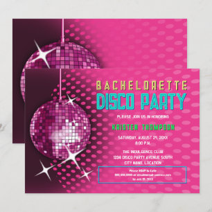 Retro Bachelorette Disco Party Einladung