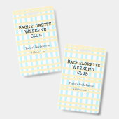 RETRO BACHELORETTE WEEKEND CLUB BLAUE GELBE DATUM AUSWEIS (Vorder- & Rückseite)