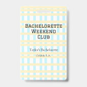 RETRO BACHELORETTE WEEKEND CLUB BLAUE GELBE DATUM AUSWEIS (Rückseite)