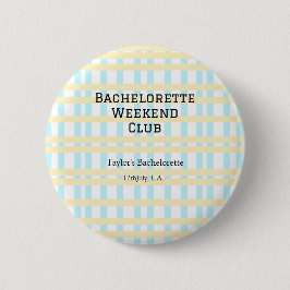 RETRO BACHELORETTE WEEKEND CLUB BLAUE GELBE DATUM BUTTON