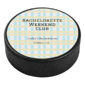 RETRO BACHELORETTE WEEKEND CLUB BLAUE GELBE DATUM EISHOCKEY PUCK (3/4)