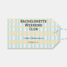 RETRO BACHELORETTE WEEKEND CLUB BLAUE GELBE DATUM GESCHENKANHÄNGER