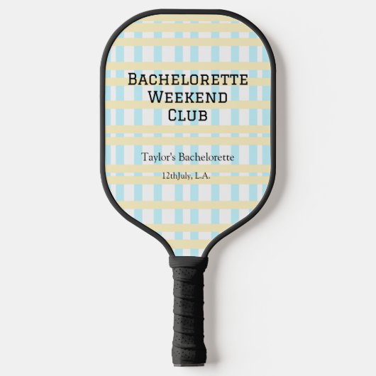 RETRO BACHELORETTE WEEKEND CLUB BLAUE GELBE DATUM PICKLEBALL SCHLÄGER (Vorderseite)