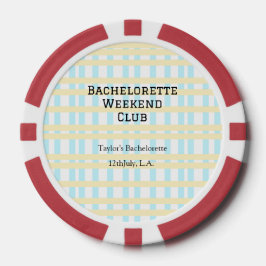 RETRO BACHELORETTE WEEKEND CLUB BLAUE GELBE DATUM POKERCHIPS