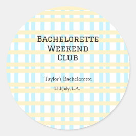 RETRO BACHELORETTE WEEKEND CLUB BLAUE GELBE DATUM RUNDER AUFKLEBER