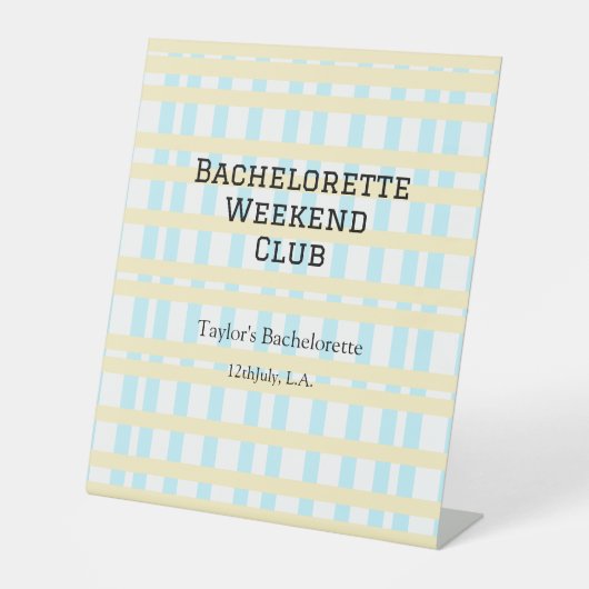 RETRO BACHELORETTE WEEKEND CLUB BLAUE GELBE DATUM SOCKELSCHILD (Vorderseite)