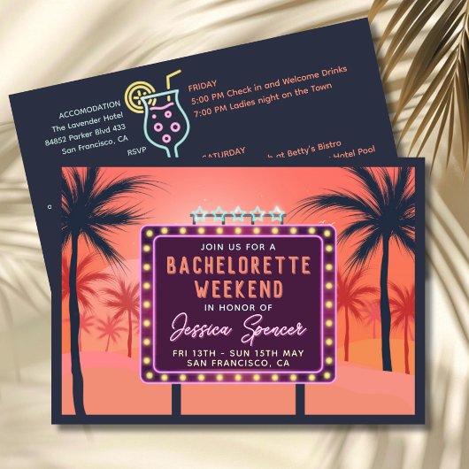 Retro Bachelorette Weekend Party Invitation Einladung
