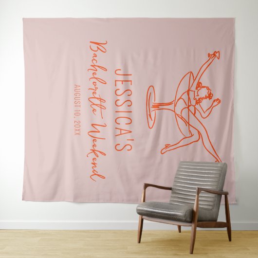 Retro Bachelorette-Wochenende Foto Stand Wandteppich (Beispiel (Horizontal))