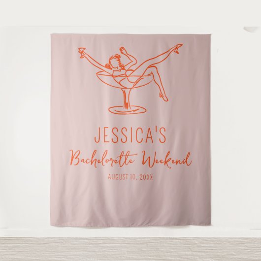 Retro Bachelorette-Wochenende Foto Stand Wandteppich (Vorderseite)