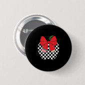 Retro Back To School Teacher Race Checkered Pencil Button (Vorne & Hinten)