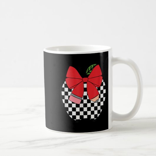 Retro Back To School Teacher Race Checkered Pencil Kaffeetasse (Rechts)